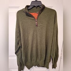 Orvis Sweater Men's xl Pullover Quarter Zip Forest Dark Green  Wool